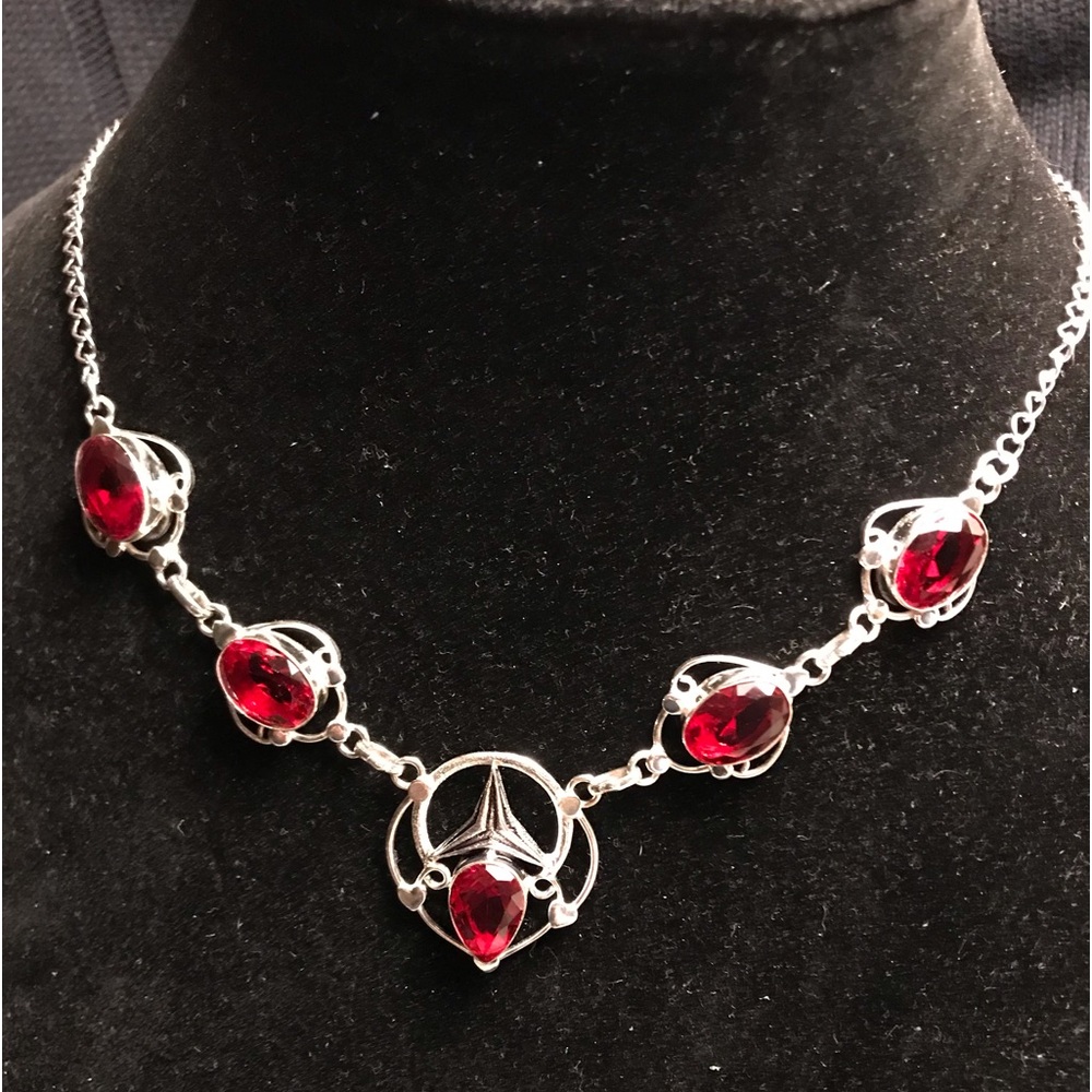 Garnet Stamped 925 Sterling Silver Necklace